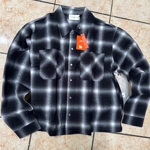 YoungLA Black and White Plaid Casual Button Down Shirt